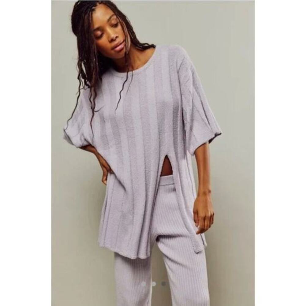 Free People Lavender Ribbed Two-Piece Jumpsuit Set